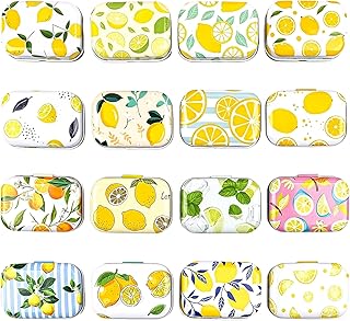 32 Pcs Mini Vintage Metal Tin Rectangular Organizer Storage Box with Lid for Art Crafts Candies Party Favor (lemon)