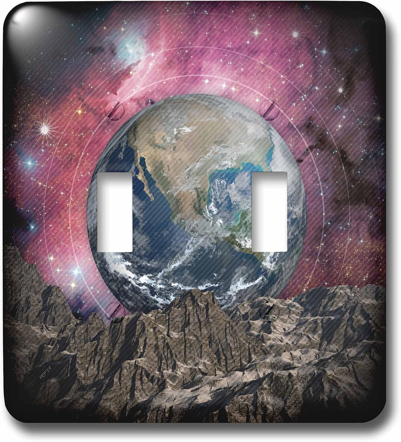 3dRose LSP_173464_2 A Place in Space - Terrain of an Alien World, The Earth & Cosmos Double Toggle Switch