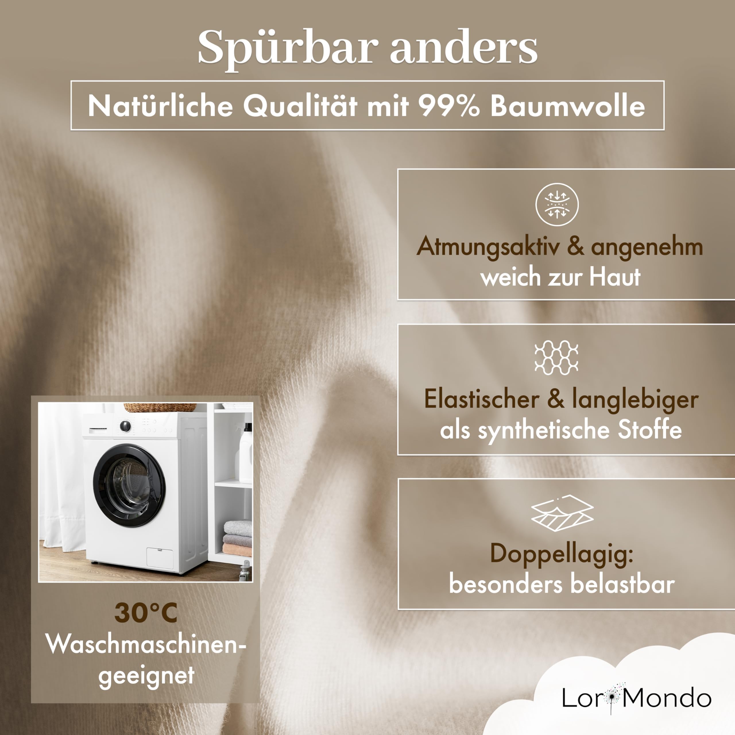 Hängeschaukel – Gemütliche Indoor Schaukel aus Baumwolle für entspannte Momente, inkl. Montageset und Baumwolltasche (Naturbeige) - 5