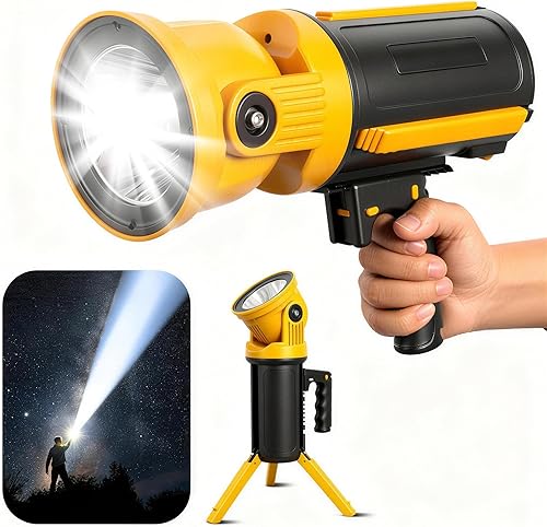 LETOUR Linterna LED recargable con cabeza giratoria de 90, luces de punto súper brillantes para exteriores, linterna impermeable IPX6 para