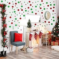 Vista 6 de 120 calcomanías de pared navideñas de vinilo verde lima y rojo, calcomanías de pared de lunares con purpurina para niños y niñas, decoración