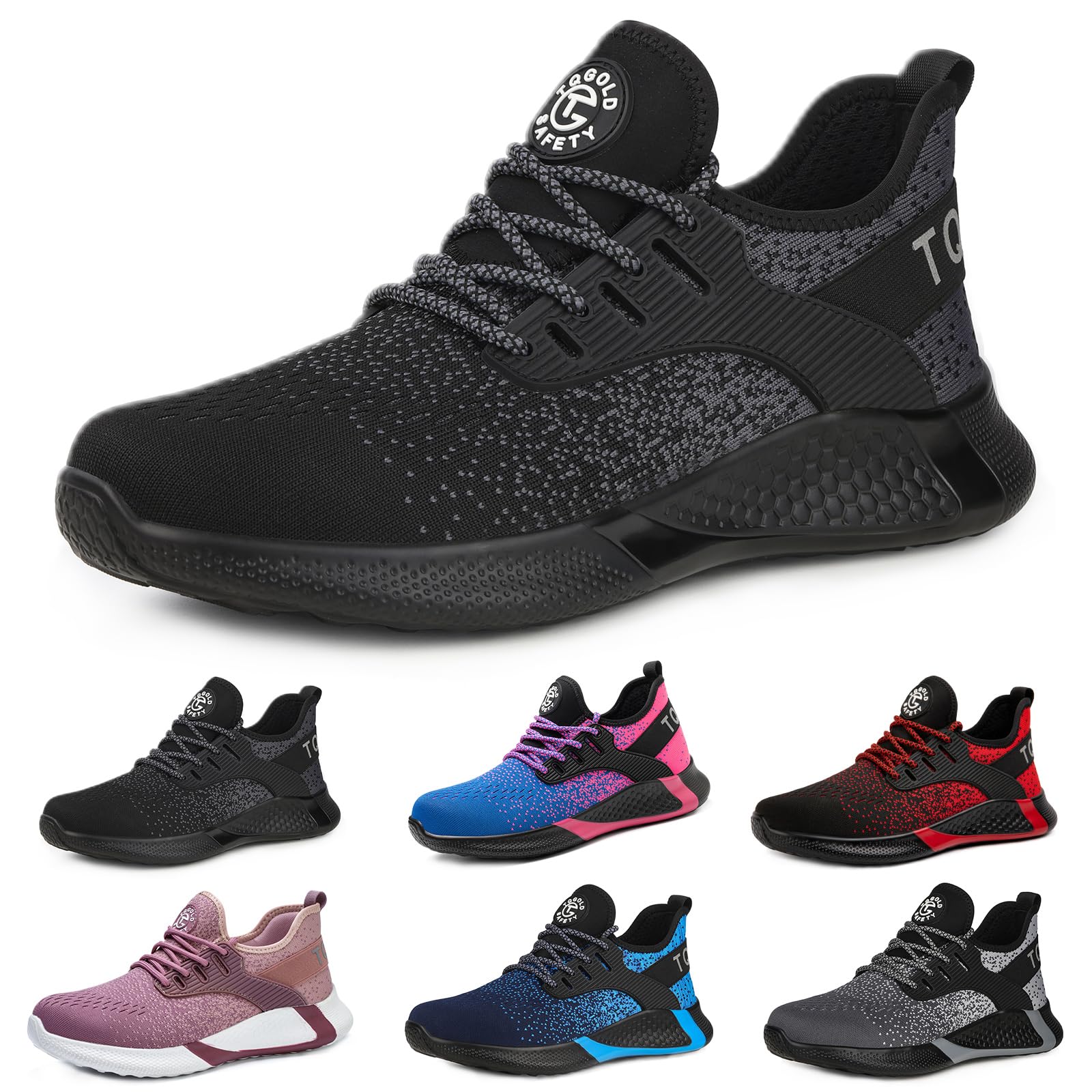 TQGOLD Scarpe Antinfortunistiche Scarpe da Ginnastica Unisex Leggere Antiperforazione Punta in Acciaio Comode Scarpe Sicurezza