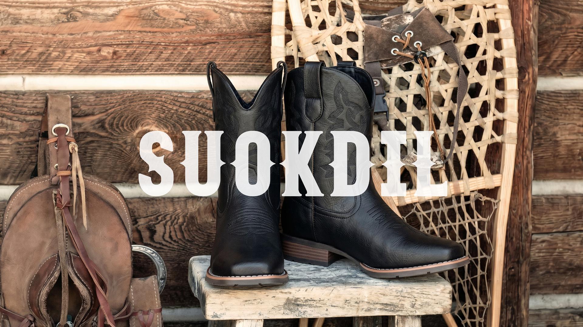Suokdil Cowboy Boots for Men - Men's Western Boots with Embroidery