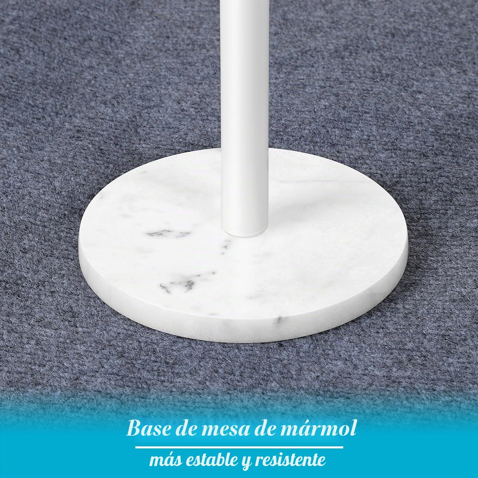 Smusei Juego de 2 Mesas Auxiliares Redondas Blancas Con Base de Mármol - Para Sala de Estar y Dormitorio, 32 cm, Ideal Para Espacios Pequeños