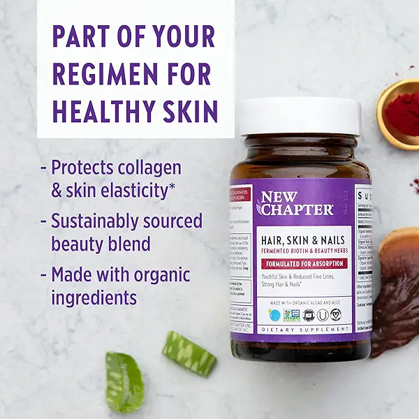New Chapter Hair Skin & Nails Vitamins with Fermented Biotin+astaxanthin Vegetarian Capsule, 30 Count (Pack of 1) 7