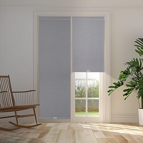 Miniatura 7 de Boolegon Persianas enrollables opacas para ventanas, inalámbricas, de tela con aislamiento térmico, protección UV, para el hogar, oficina,