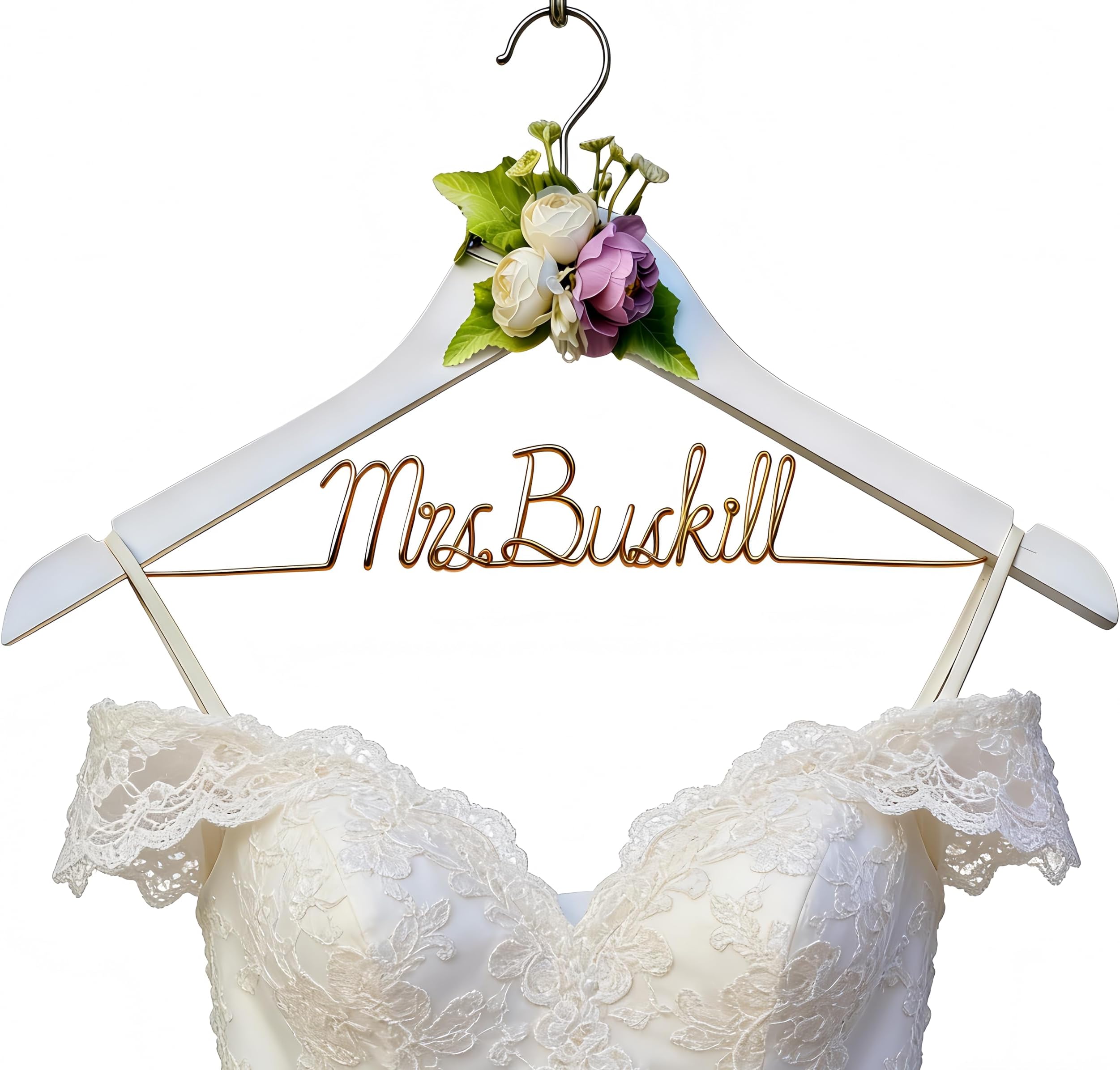 Personalized Wedding Hanger for Bride, Custom Bridesmaid Hanger, Wooden Bridal Hanger for Wedding Dress, Bridal Shower Gift, Bachelorette Party Gift for Bride and Bridesmaids
