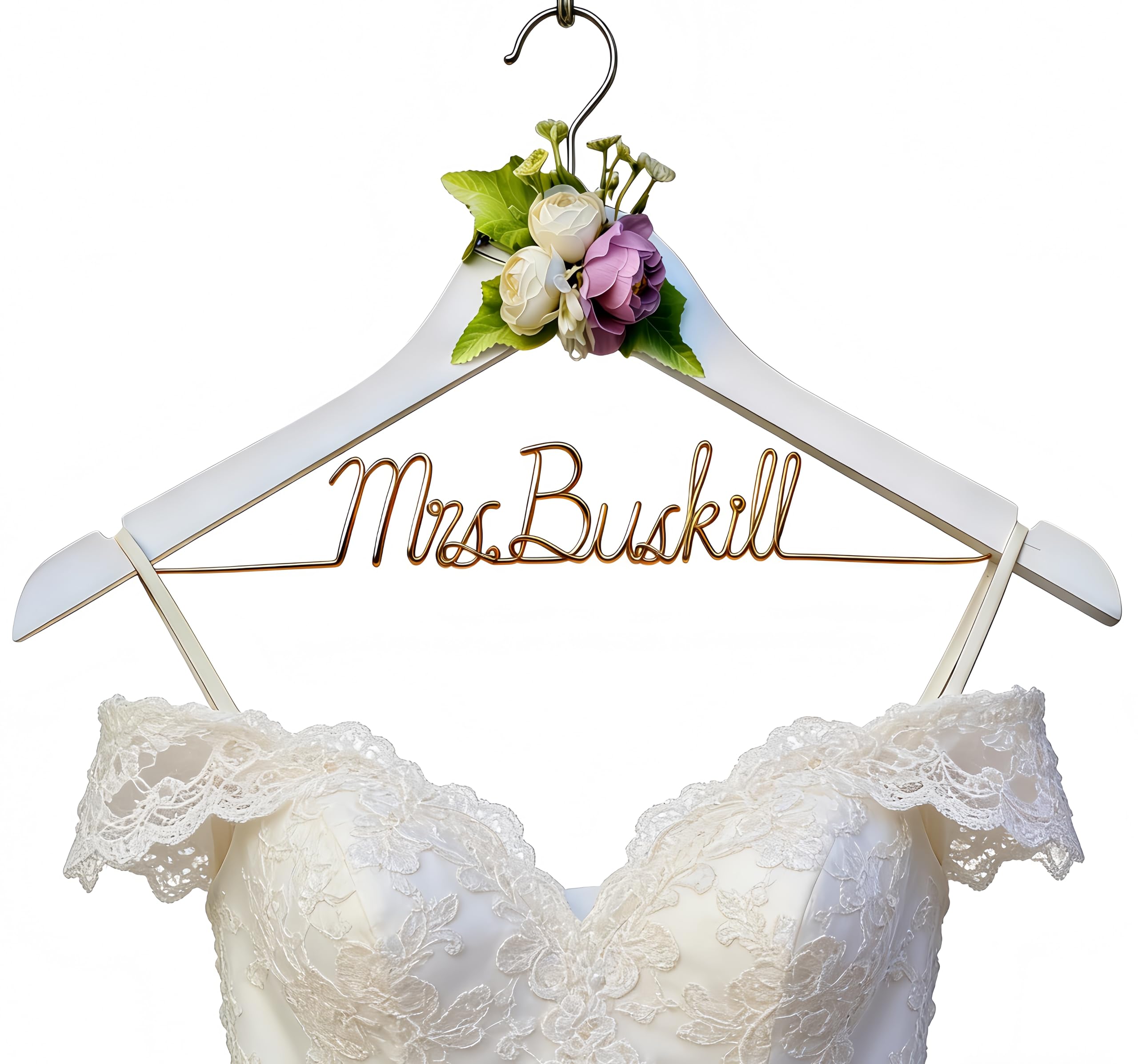 Personalized Wedding Hanger for Bride, Custom Bridesmaid Hanger, Wooden Bridal Hanger for Wedding Dress, Bridal Shower Gift, Bachelorette Party Gift for Bride and Bridesmaids