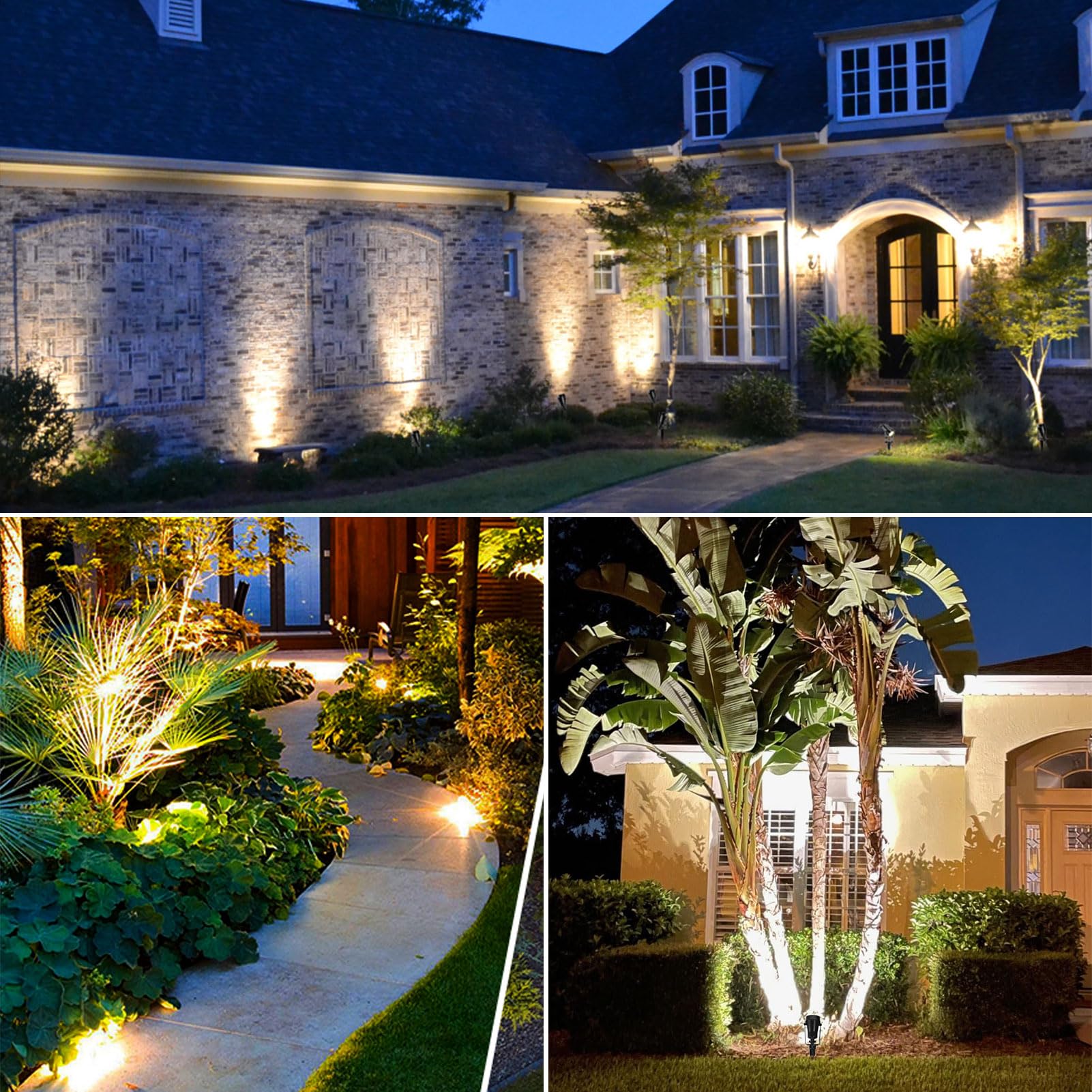 Gartenbeleuchtung mit Strom, 6er 21m Gartenleuchte mit Erdspieß und Stecker, IP65 Wasserdicht Gartenstrahler Led Außen, Gartenstrahler Warmweiß COB Gartenlampe für Rasen, Haus, Hof
