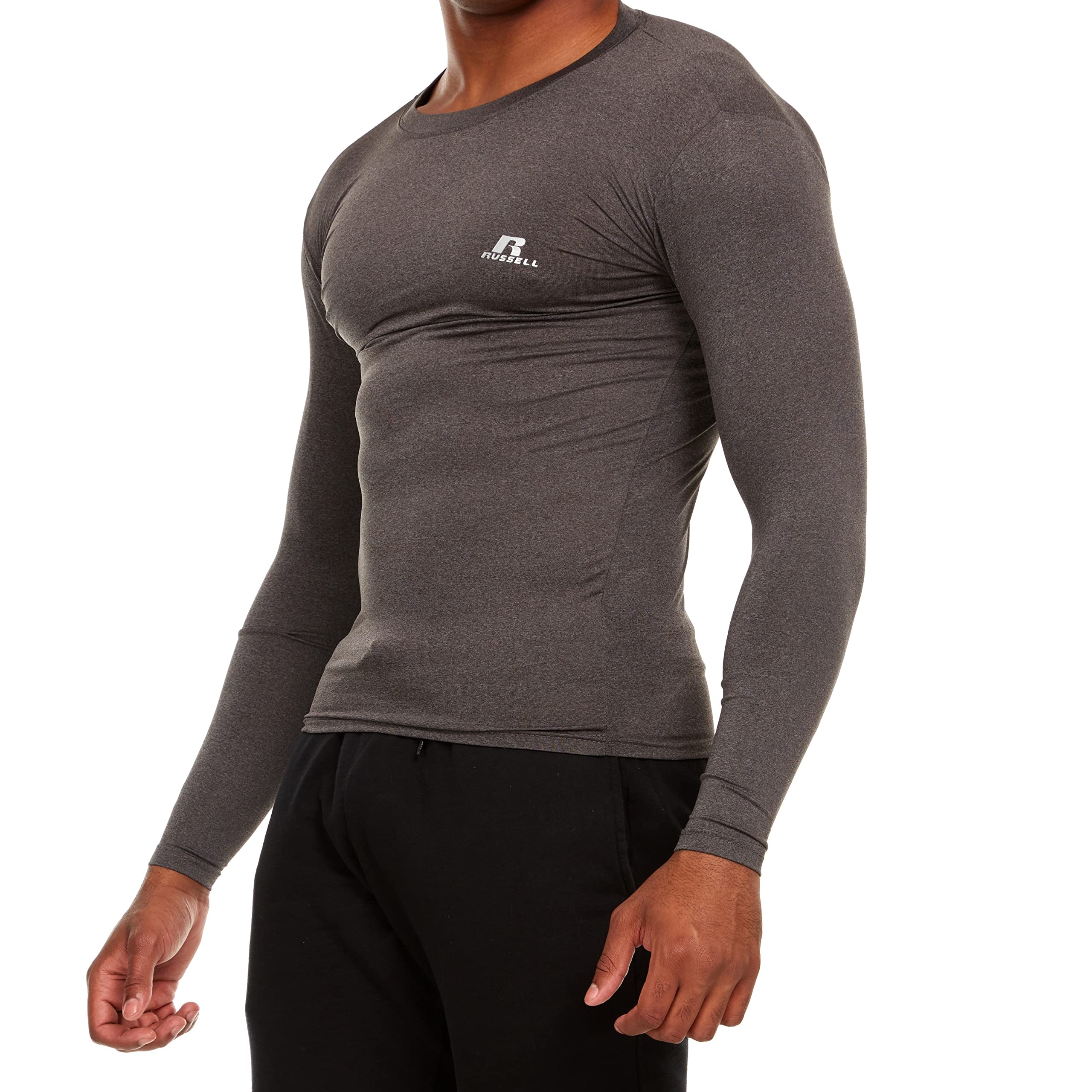 Russell Athletic Men's Long-Sleeve Compression Top Lightweight Compression Shirts for Men Running Athletic Workout