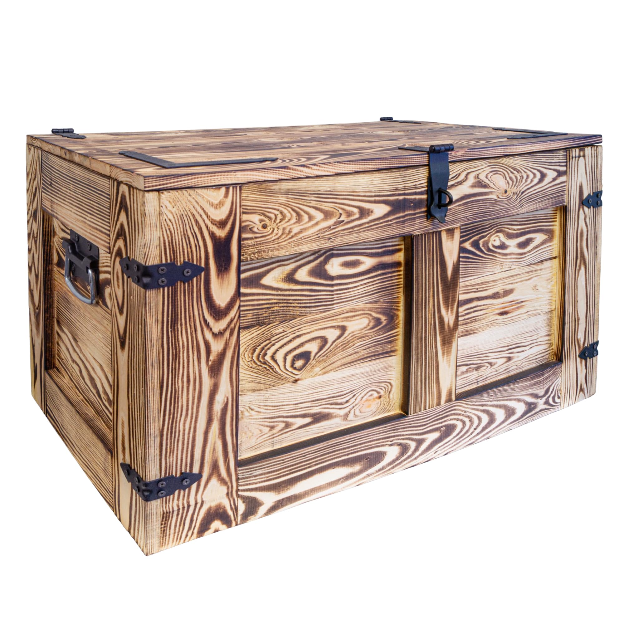 Kistenkolli Altes Land grosse Truhe Aufbewahrungskiste Oskar Ablagekiste Holzkiste Schatztruhe Wohnzimmertisch Kommode aus Holz Maße cm 80x45x47cm L x T x H (geflammt)