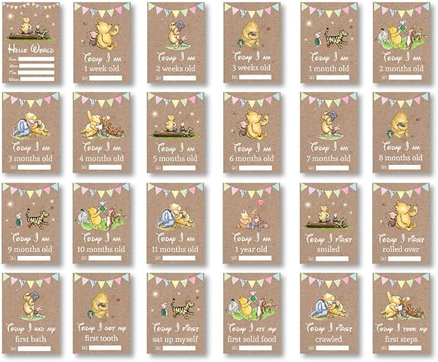 Winnie The Pooh 1st Year Milestone Cards ? New Baby Gift Milestone Cards Milestone Cards ? Pooh Bear Baby Memory Cards ? Unisex GIRL