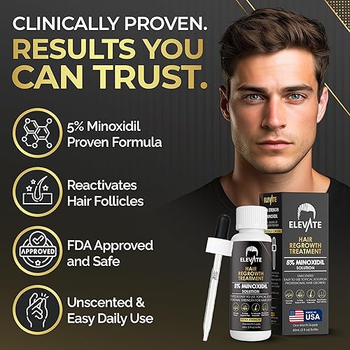 Miniatura 2 de Elevate Tratamiento de regeneración del cabello Solución de minoxidil al 5% para el crecimiento del cabello, suero tópico extra fuerte para el