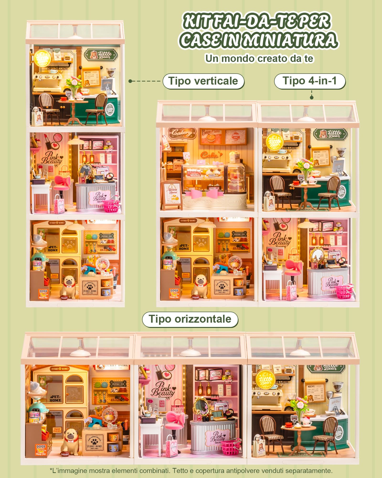 Rolife Super Creator Perfect Romance Café, kit fai da te in miniatura con luce, kit di mobili per casa delle bambole in plastica, senza colla, kit di costruzione per adulti e adolescenti, regalo