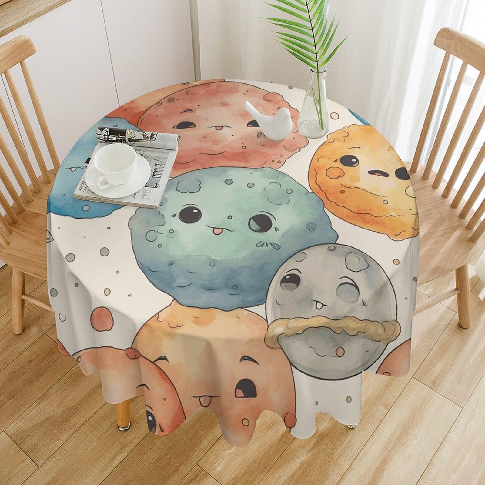 Nappe ronde imperméable 178x178 cm aquarelle étoiles