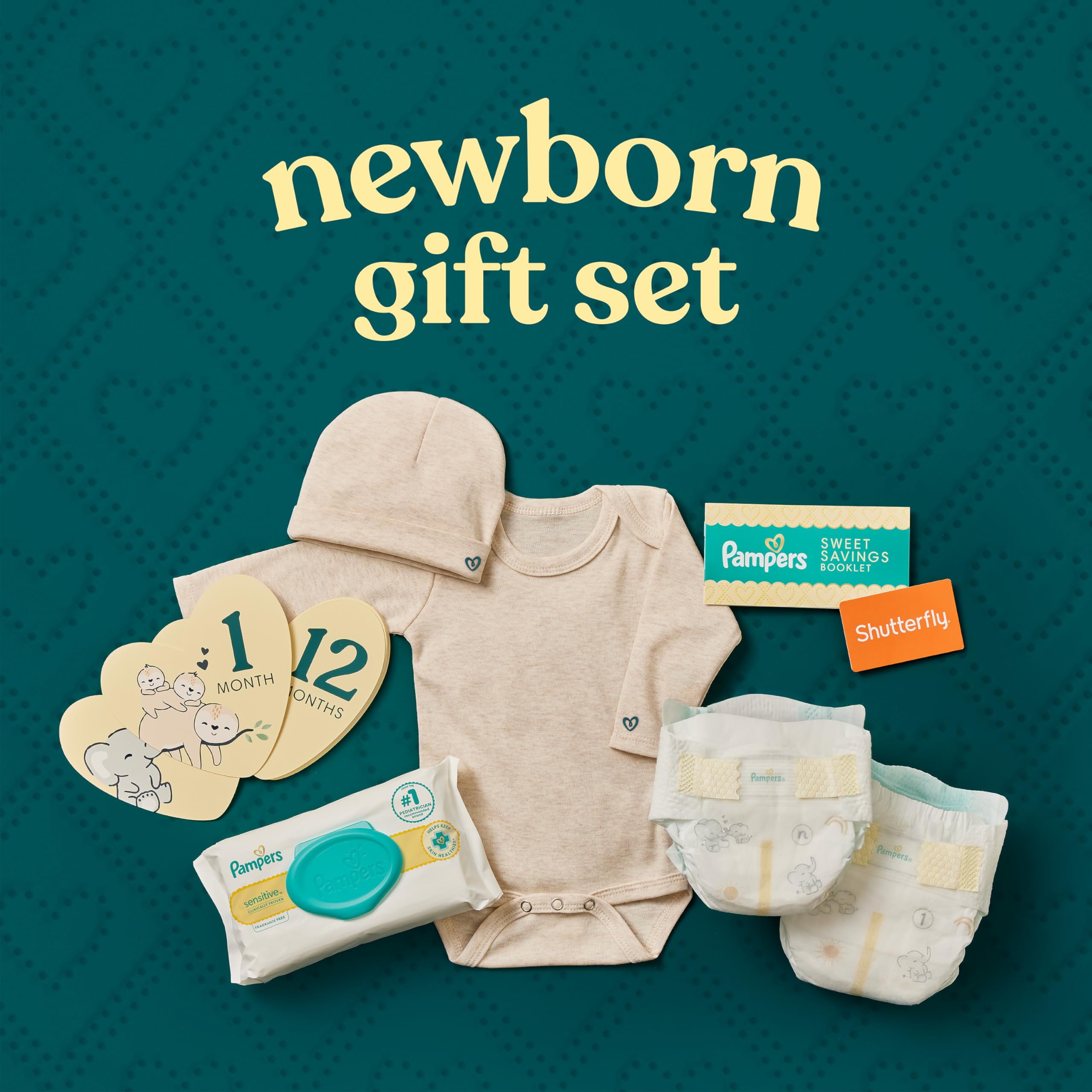 Pampers Gift Set, Disposable Diapers, Sensitive Wipes, & Milestone Gifts - 3