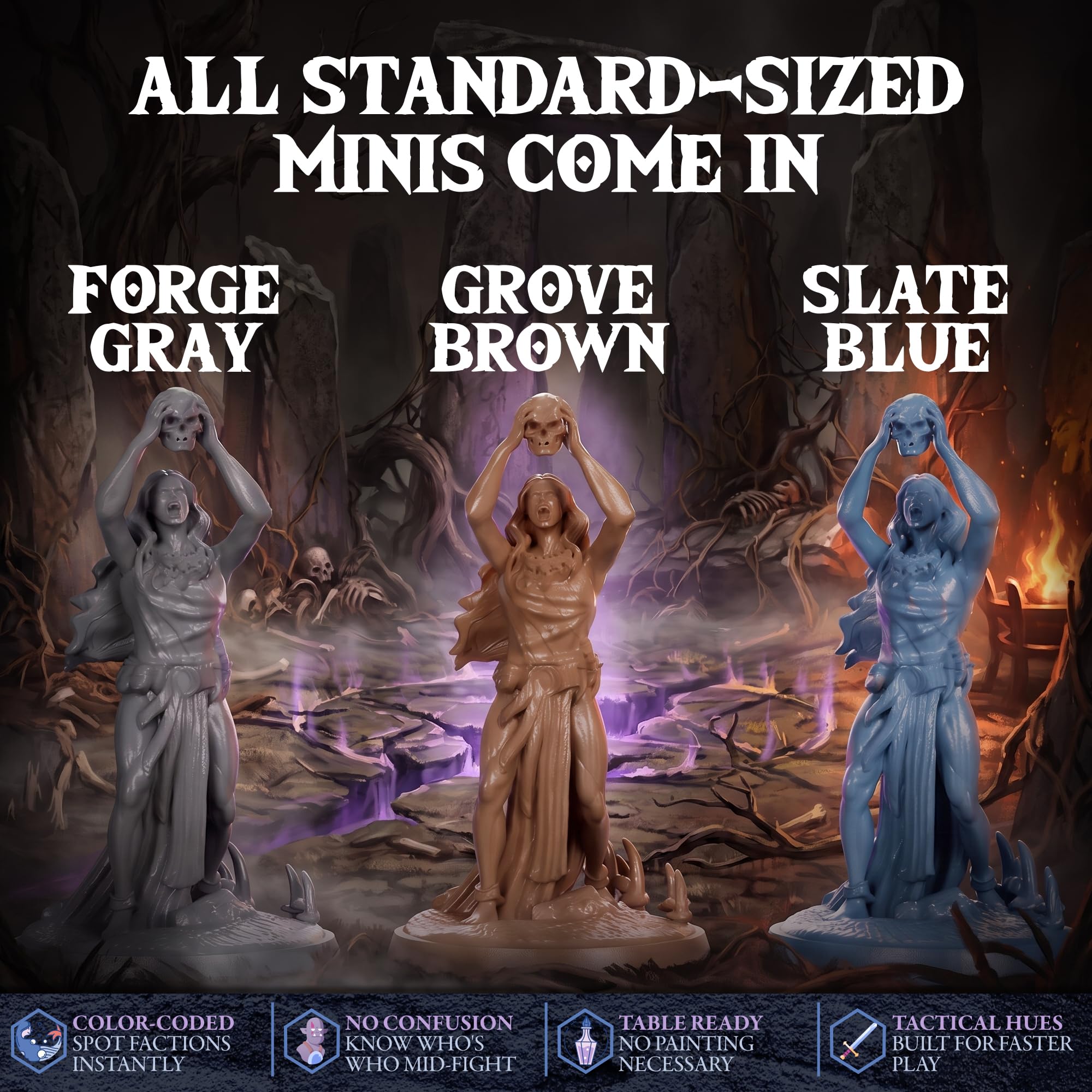 Underdusk: Chaotic Encounters – 64 D&D Miniaturen Set | Hochdetailliertes PVC, unbemalt | Inkl. Datenblättern & Storys für RPG & Tabletop
