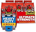 Scotch Heavy Duty Shipping Packing Tape, Clear, Packing Tape for Moving Boxes and Packaging Supplies, 1.88 in. x 22.2 yd., 6 Roll Dispensers, Moving Supplies