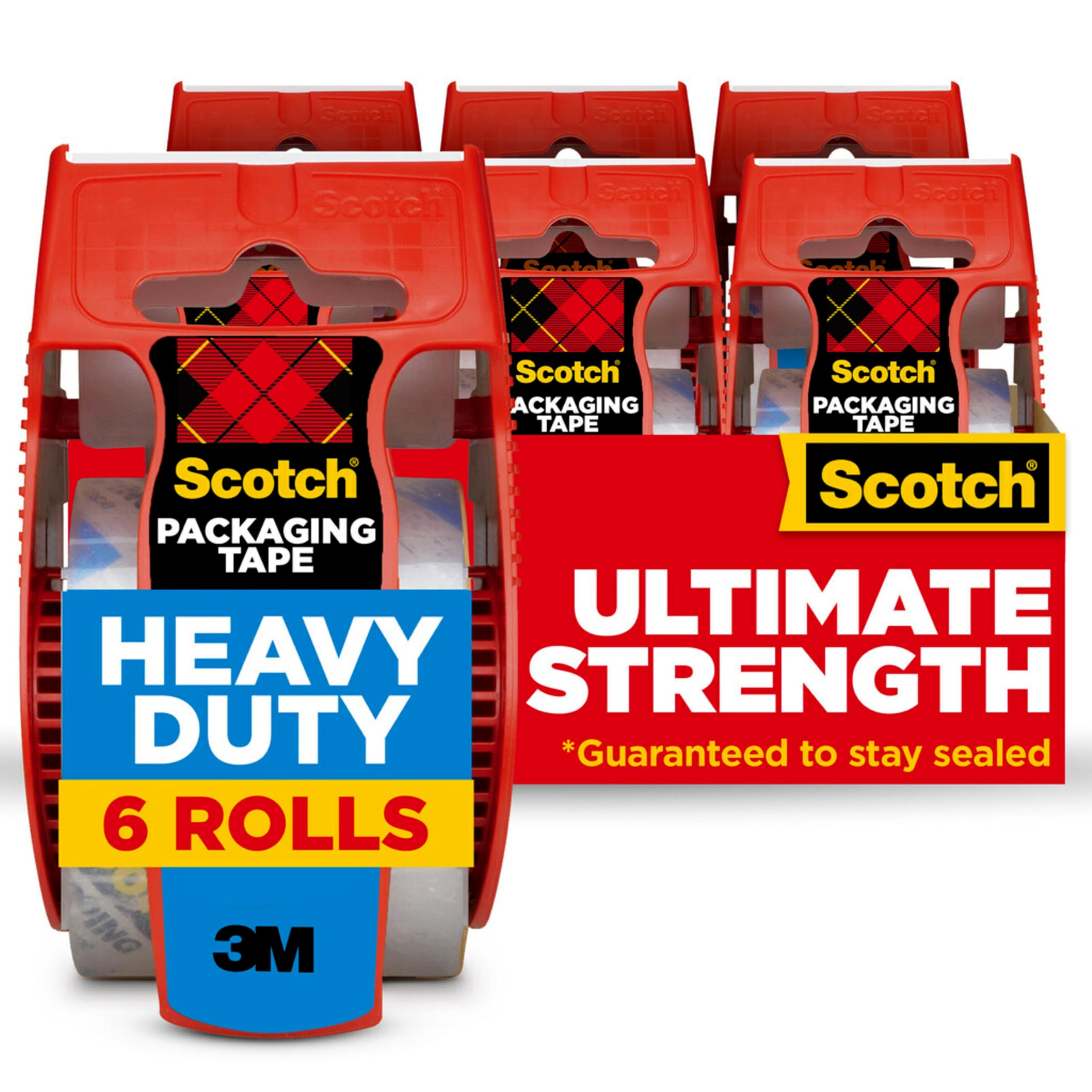 Scotch 高耐久輸送梱包テープ 1.88インチ x 800インチ 透明 2個セット 6 Count