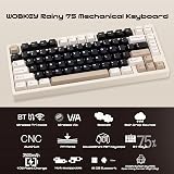 CutiePcs WOBKEY Rainy 75 Aluminum HMX Switch Mechanical Keyboard with Superior Acoustics, Wired, BT, 2.4G wireless Connectivity (Standard - White) - 4
