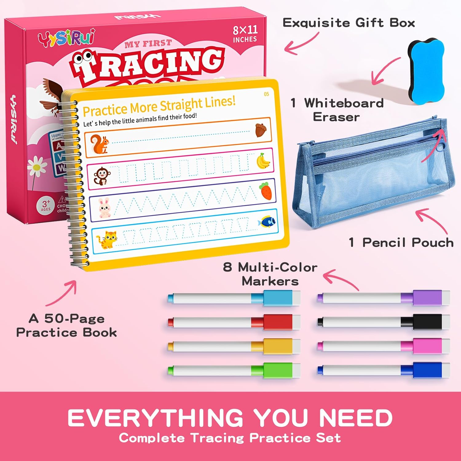 Preschool Learning Activities, Tracing Books for Kids Ages 3-5, Toddler Handwriting Practice Busy Book, ABC Alphabet Letter Number Tracing, Pre-K Kindergarten Workbook Activity Book for 3 4 5 Year Old