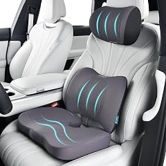 FLORICH 3 PCS Seat Cushion for Carseat Lumbar Support Pillow Car Neck Headrest Pillows Memory Foam Gel Memory