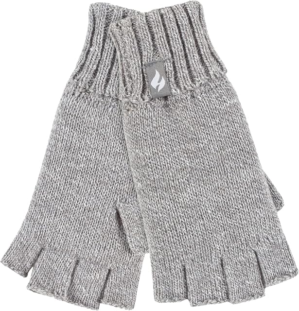 Ladies Solid Knitted Fingerless Gloves | HEAT HOLDERS | Ideal for Smartphone | Keeps Hands Warm in Winter