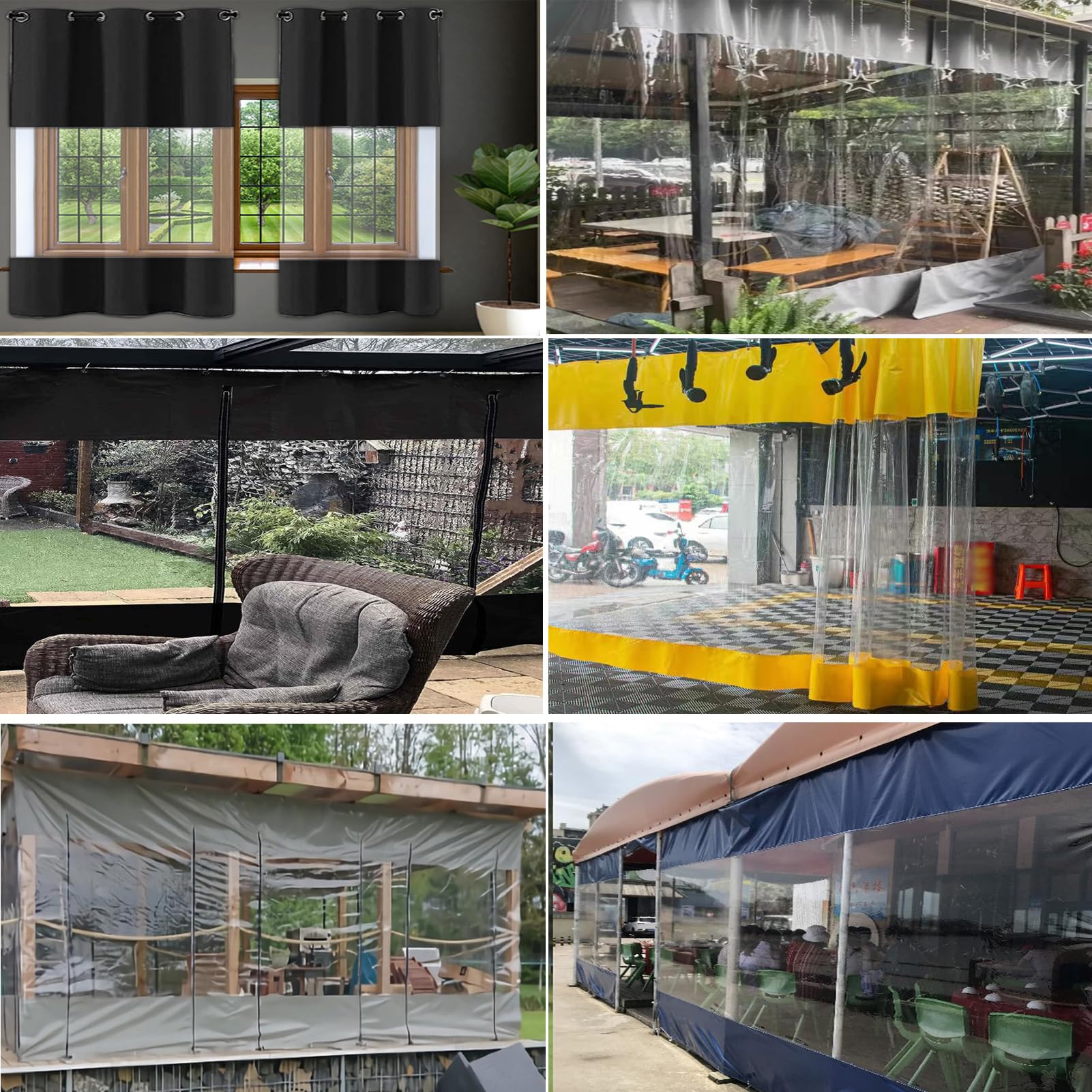 Transparent Plane Abdeckplane mit ösen 2,1mx6m,0.5mm Terrassenplane Transparente Seitenplane mit 1 ReißVerschluss Zeltplane Wasserdicht für Balko Regenschutz Garten