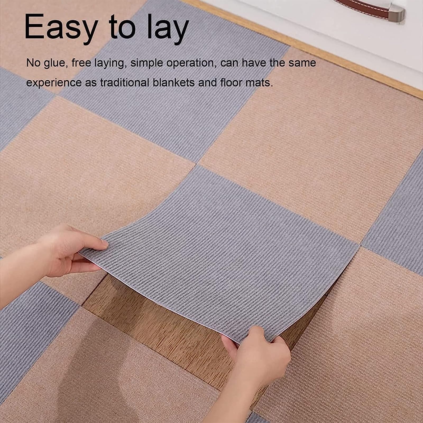 dalles de moquette, Carreaux de moquette peler et coller, carreaux sol carrés(Light Green,10pcs)