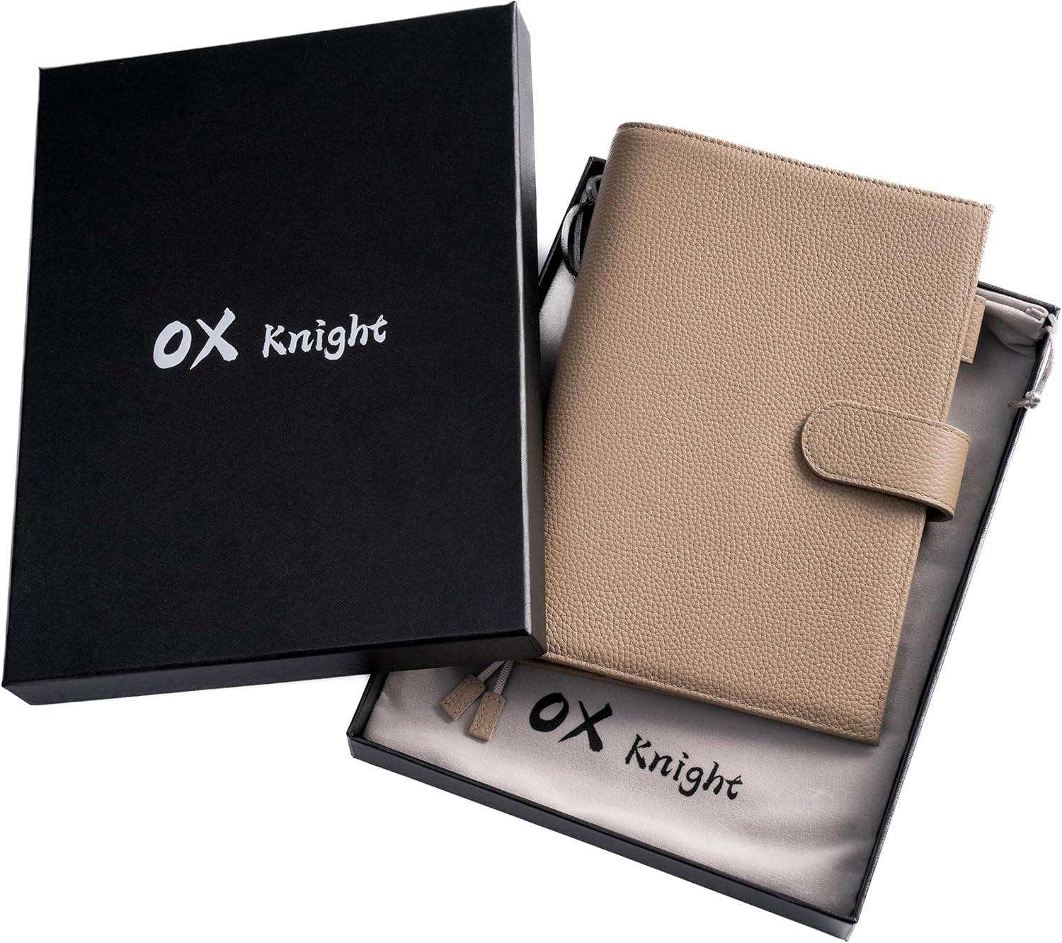 Genuine Leather Cover for A5 Notebooks, Fits Hobonichi Cousin, Midori MD Planners, Leuchtturm1917 and Stalogy with Pen Loop, Card Slots, Side Pockets, Back Pocket and Bookmarks (Taupe)