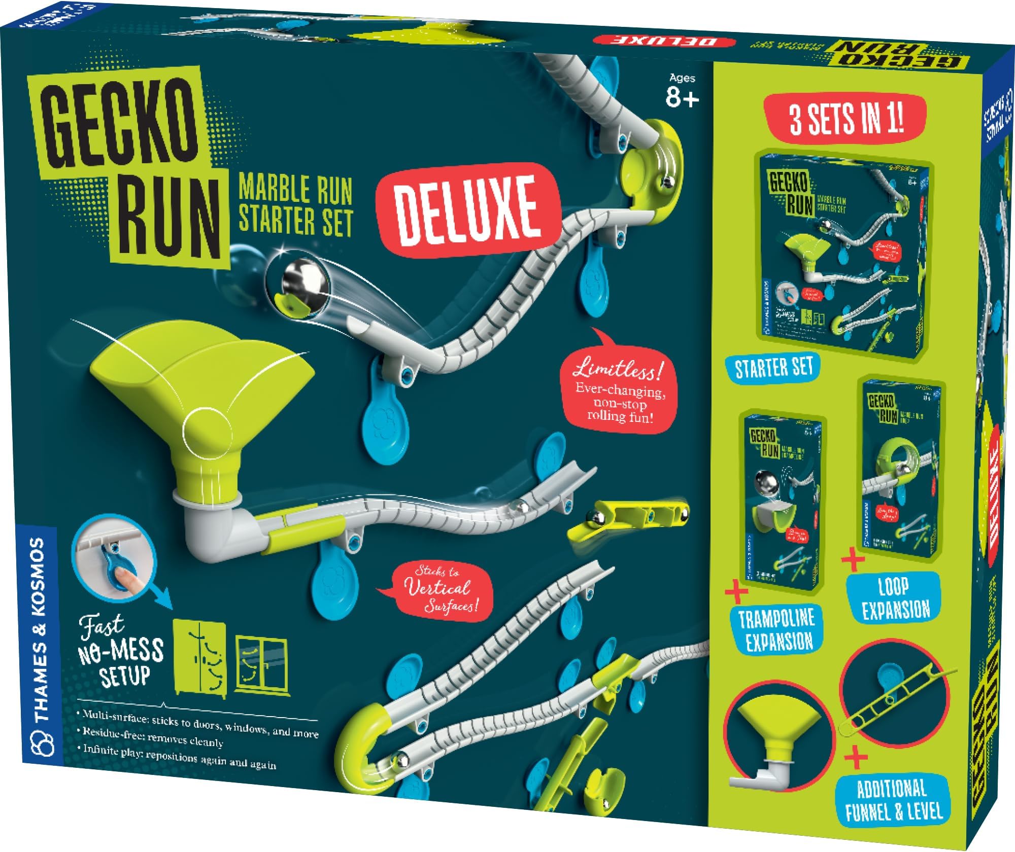 Gecko Run Marble Run Deluxe Kit | Toy Model Kit for Creative Marble Runs | STEM Toy for Problem-Solving Skills | Requires Starter Set | Age 8+, White