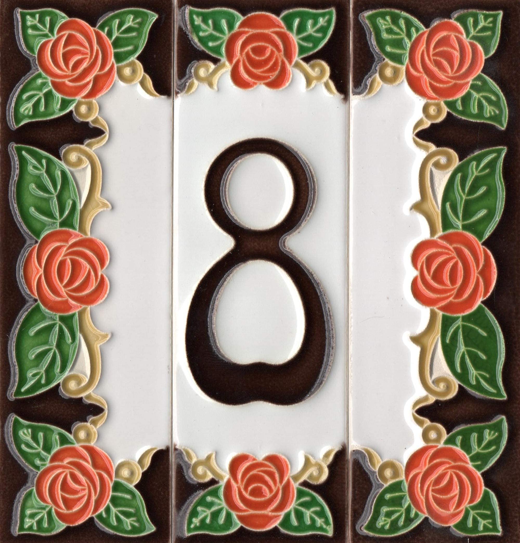 Piastrella Decorativa Con Rosa Rossa - Dipinta A Mano, Ceramica Italiana, 15x4.8 Cm, Lettera A - Foto 8