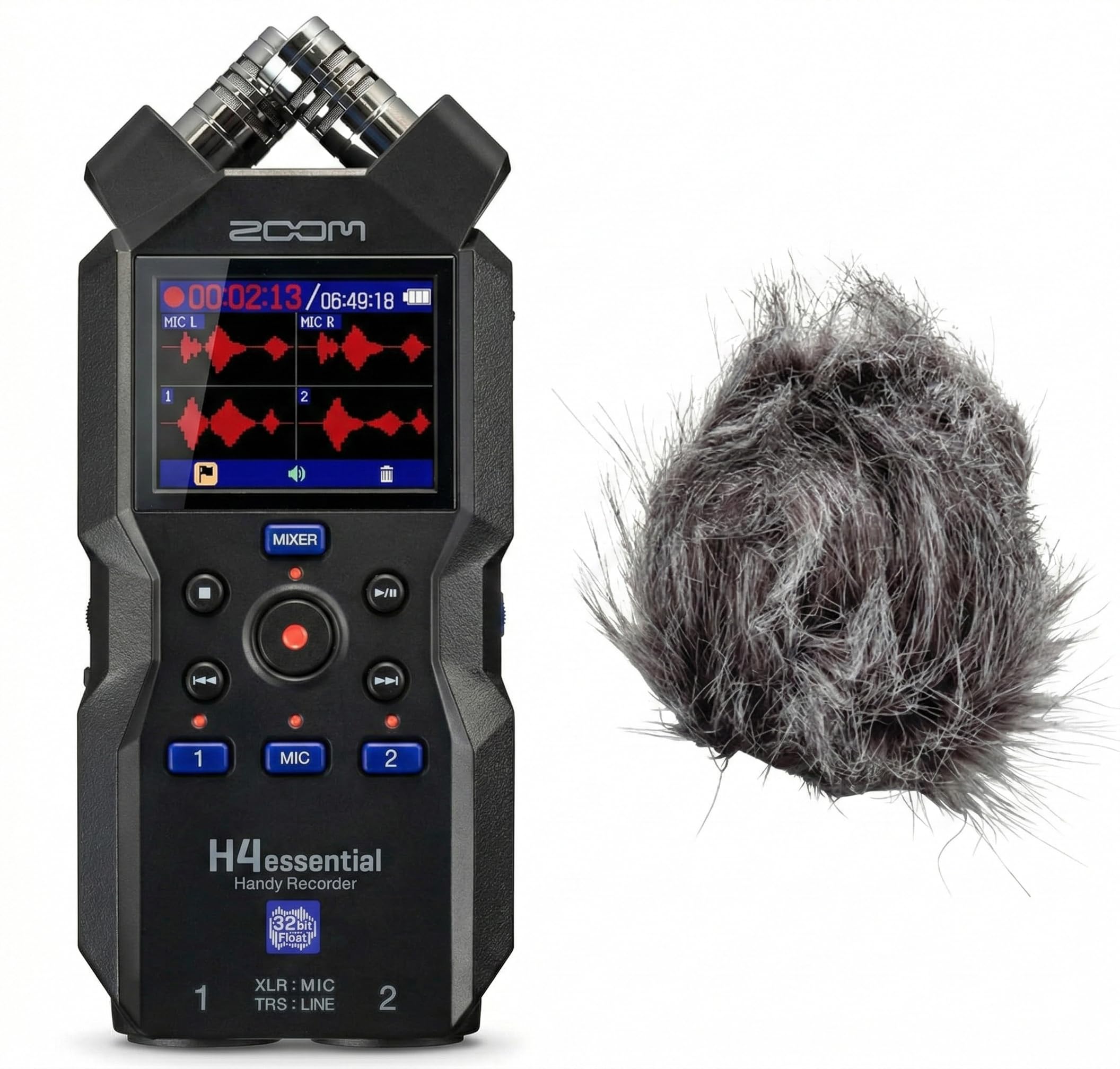 Zoom H4essential 4-Track Handy Recorder with 32-Bit Float Bundle with WSH-4E Hairy Windscreen (H4essential + Windscreen)