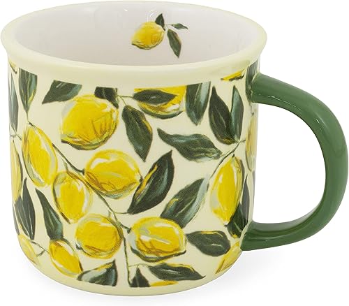 Boston International Taza de cerámica para cafété, 13 onzas, limones pintorescos