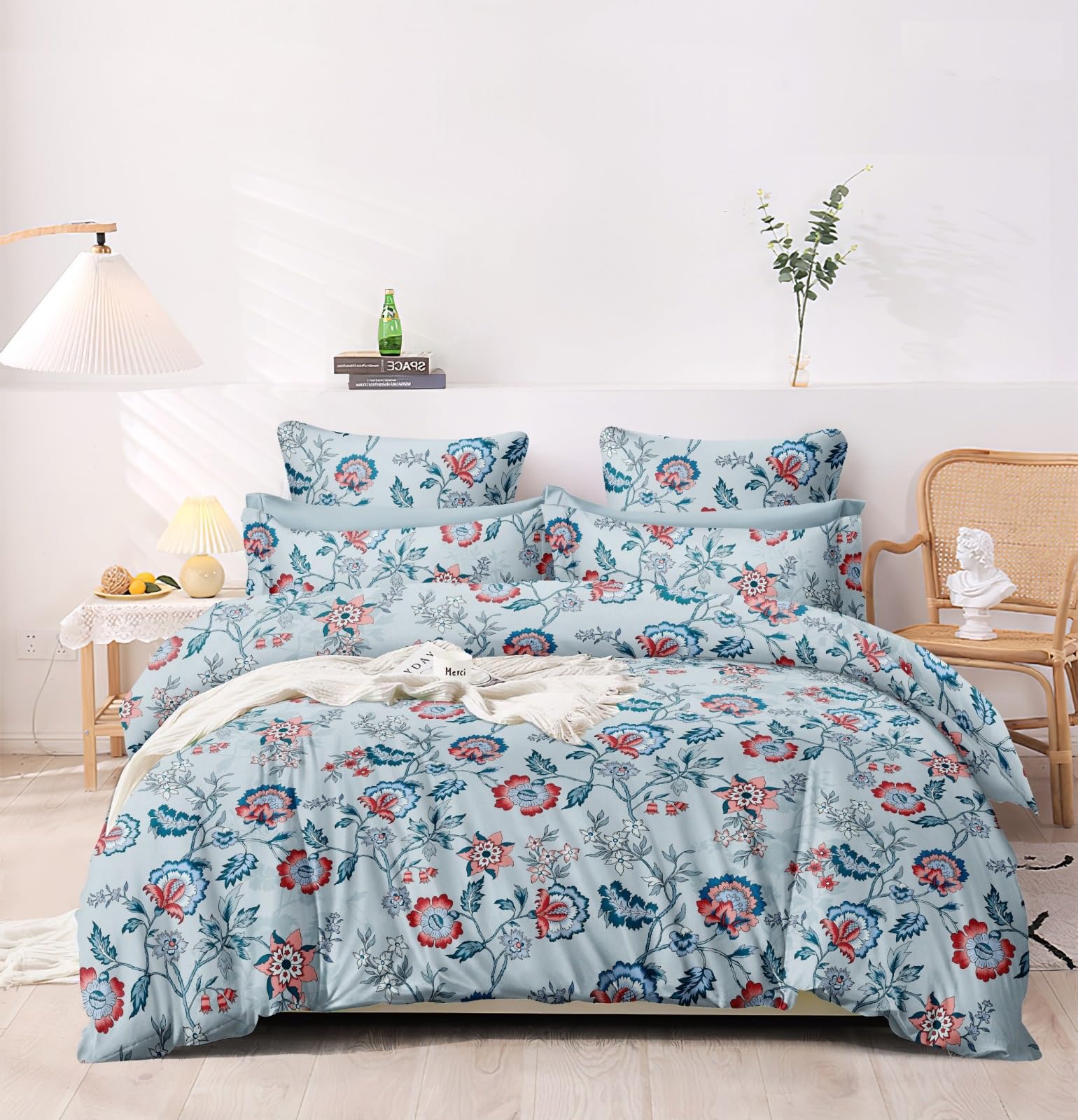 THE HOME STYLE Cotton Feel Glace Cotton Elastic Fitted All Around Printed Full Length Single Bed Bedsheet With 1 Pillow Cover 400 TC (36"X78", Bluebell Flower) (B0CS3Y4SSL) Amazon Price History, Amazon Price Tracker