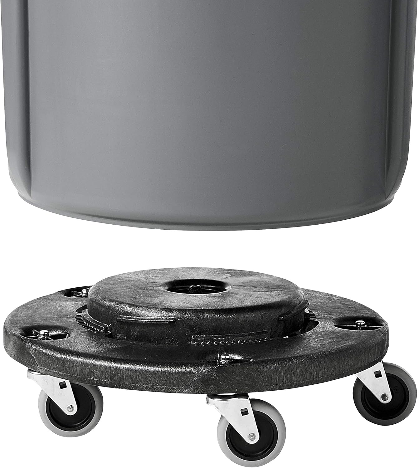 Rubbermaid Commercial Products Brute Twist on/Off Round Dolly, Black, Use with BRUTE Trash Can, Pack of 2