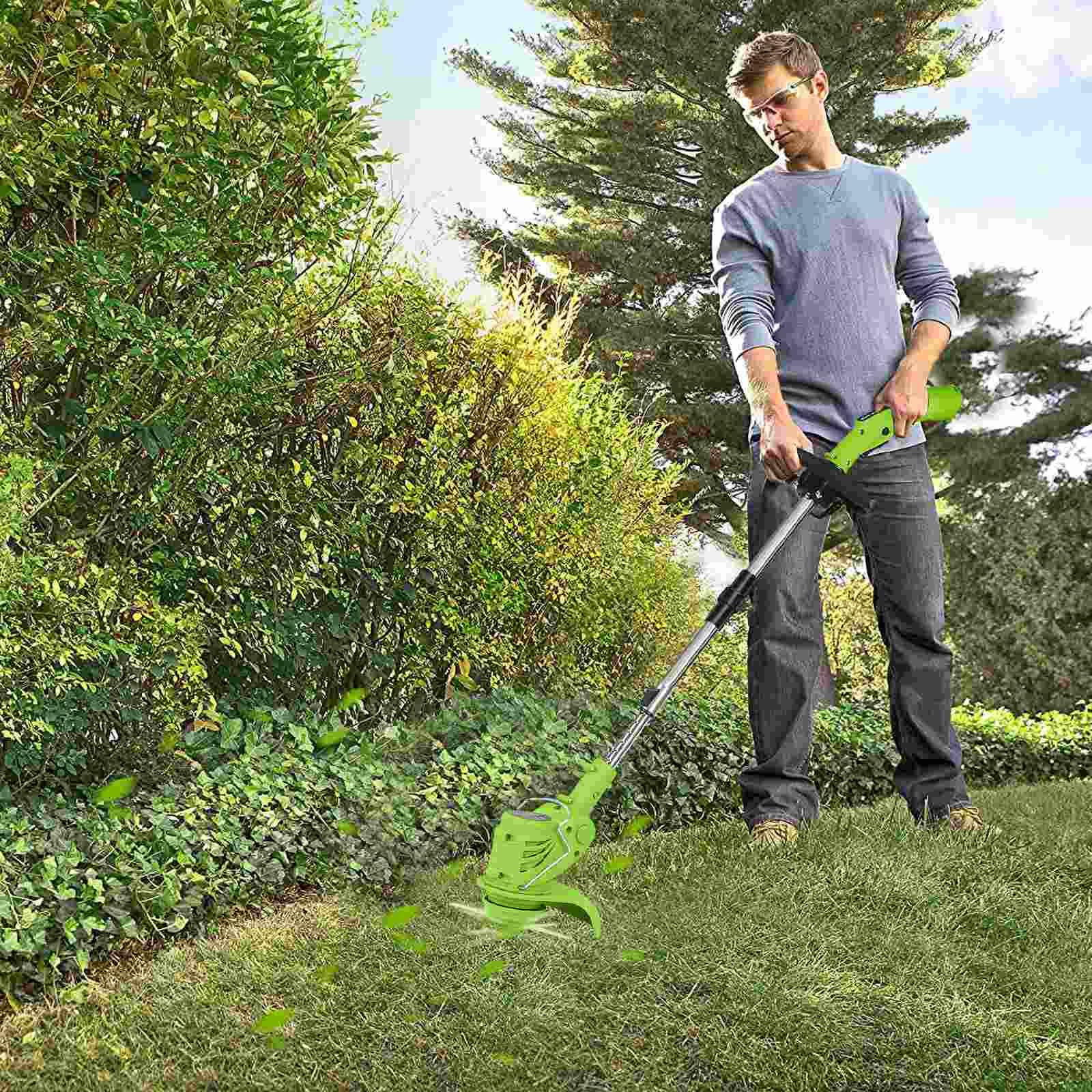 21V-15 - Corte de borde inalámbrico con batería desbrozadora eléctrica para césped y tierras agrícolas, DIY jardín (sin batería, sistema 21 V, diámetro de corte: 15 Cm) (D)