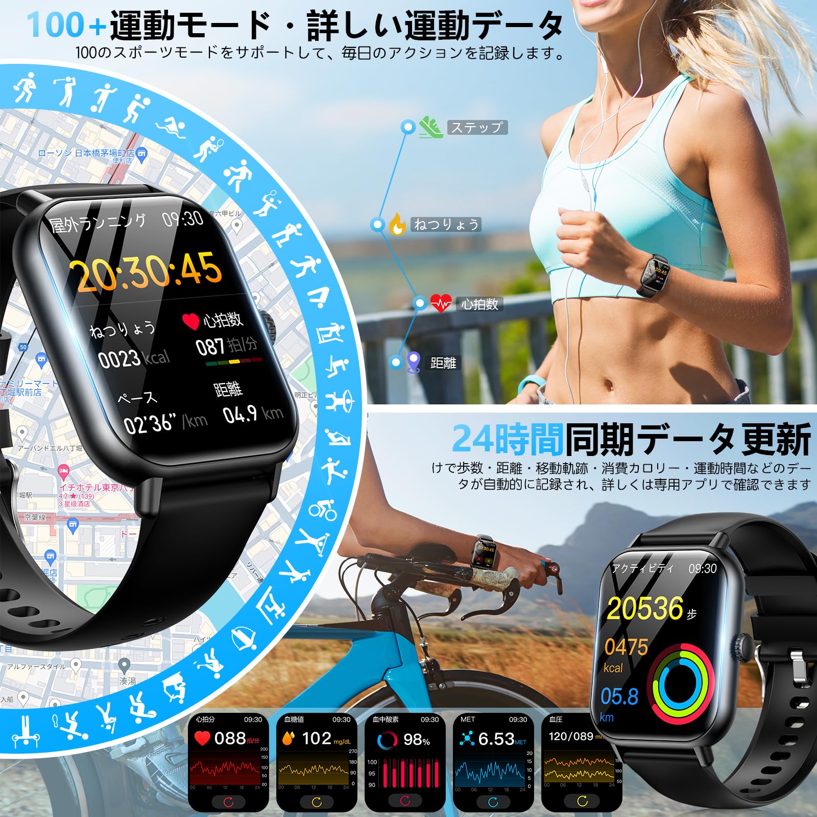 Amazon | スマートウォッチ 通話【新登場・2.0インチ大画面】超薄型