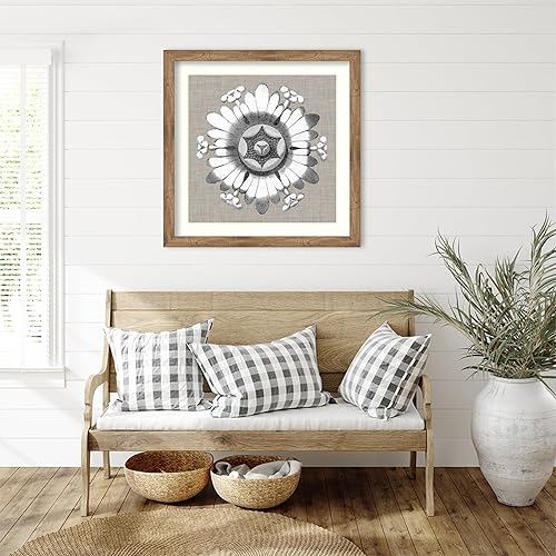 Miniatura 4 de Amanti Art Vision Studio - Impresión artística enmarcada de 36 x 36 pulgadas, diseño de roseta neutra V por Vision Studio, arte de pared de flores,