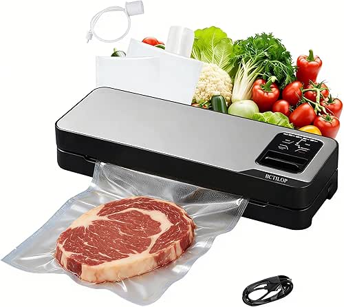 Rechargeable Food Vacuum Sealer Machine with 16Ft Bags, Cordless Vacuum