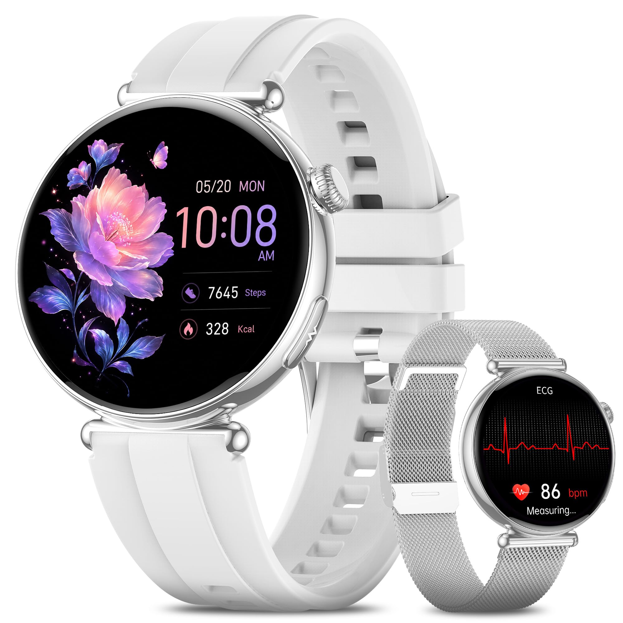 KPEP Smartwatch Damen mit EKG+HRV/Blutdruck/Menstruationszyklus/BMI/Schlaf