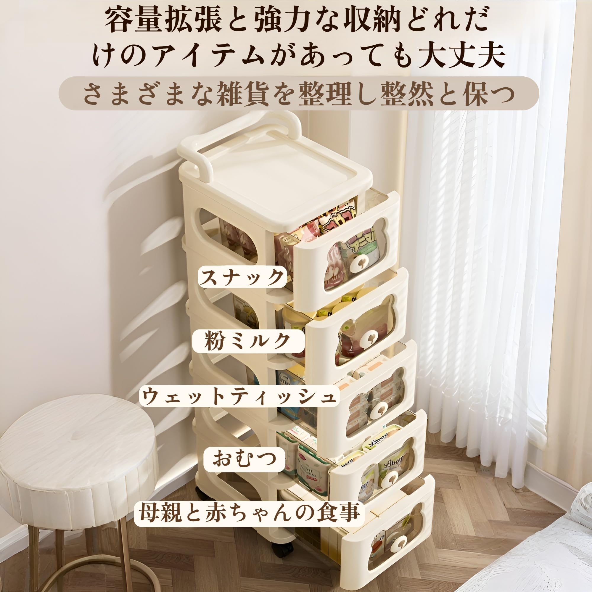 Amazon.co.jp: [COVANK]収納ボックス【かわいいクマ型】​​半透明扉付き