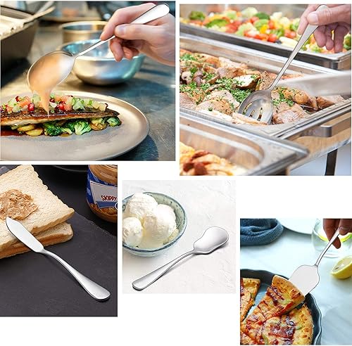 Miniatura 2 de LIANYU Juego de cubiertos de 45 piezas con piezas de servir, juego de cubiertos de acero inoxidable para 8, acabado espejo, apto para lavavajillas