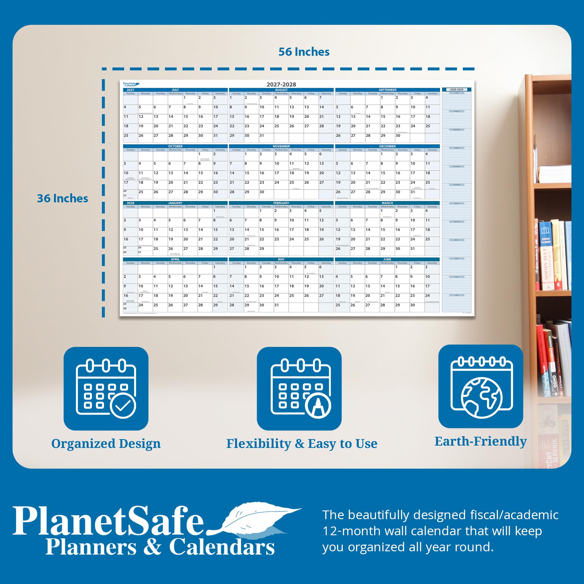 Amazon.com: Fiscal/Academic Split Year July 2025 to June 2026 Horizontal 12 Month Wall Calendar 36 amazon-com-fiscal-academic-split-year-july-2025-to-june-2026-horizontal-12-month-wall-calendar-36-x-56-dry-wet-erasable-with-next-year-planner-area-complete-with-fine-tip-dry-erase-marker