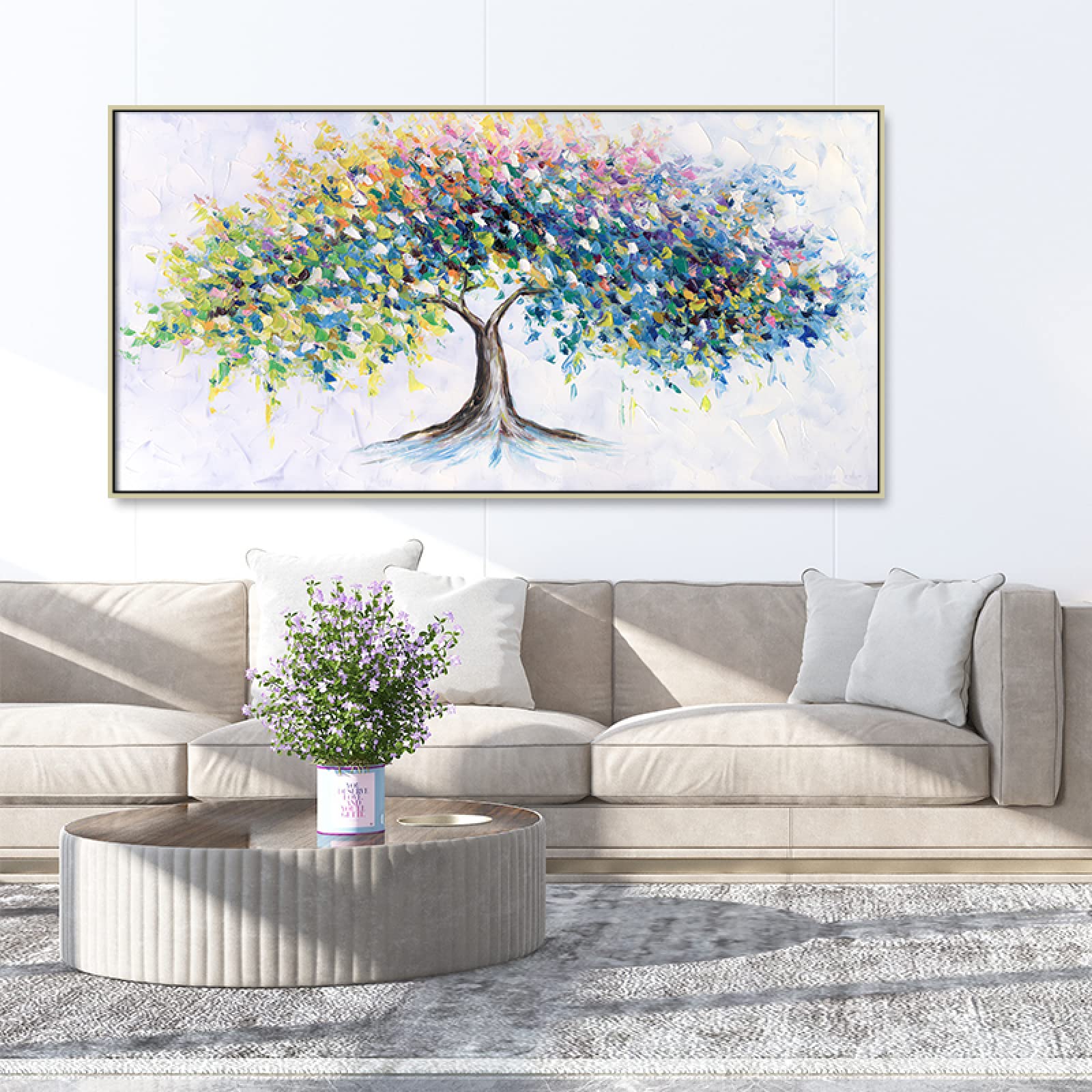 Amazon｜カラフルなウィッシングツリー抽象大型キャンバス絵画