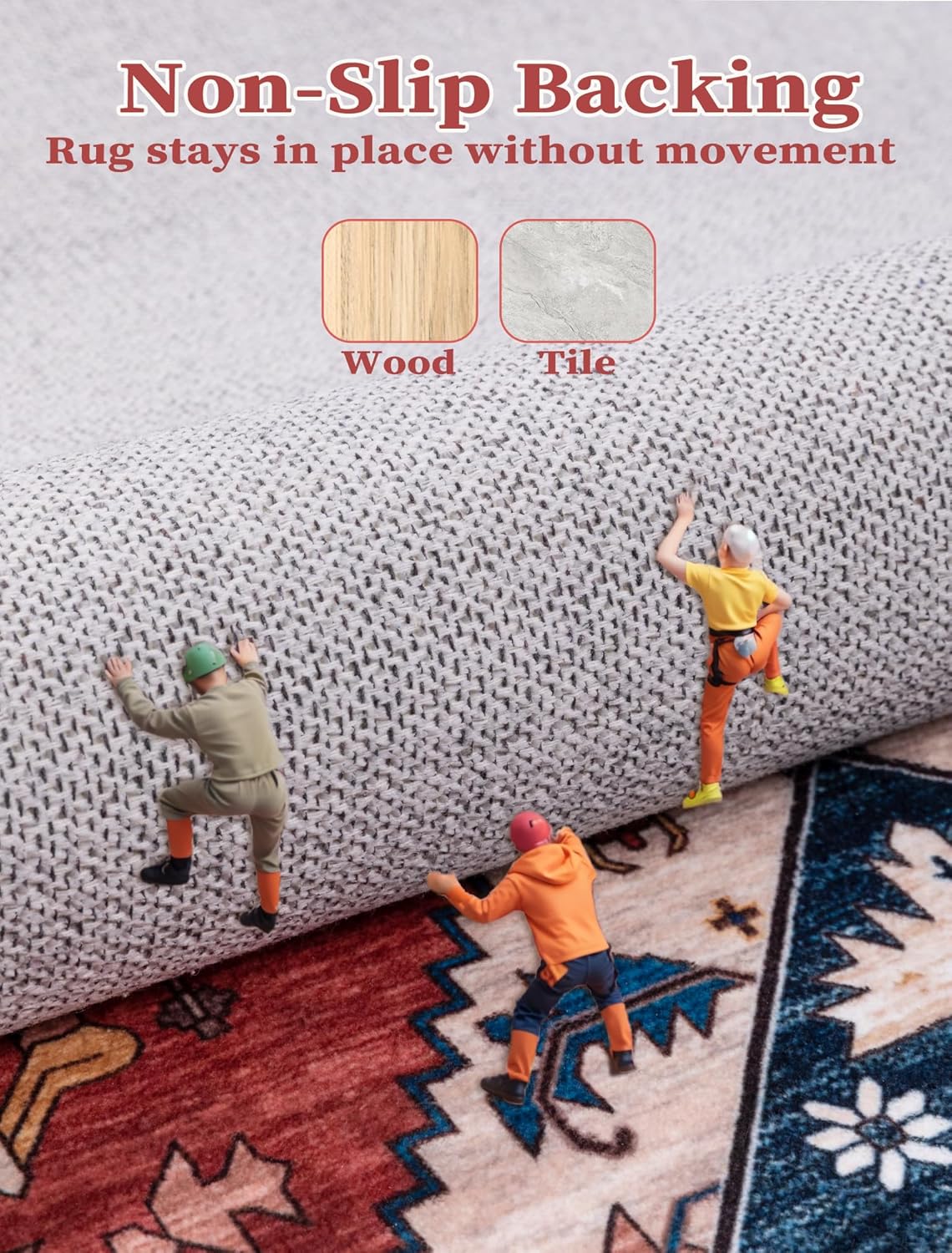 SERISSA Runner Rug for Hallways, 2'6"x10' Washable Non Slip Kitchen Runner Rug, Long Boho Rug Vintage Rust Hallway Stair Ultra Soft Print Floor Carpet for Bedroom Bathroom Laundry Room - Image 4