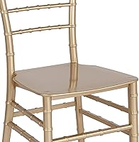 Vista 8 de BizChair Paquete de 2 sillas Chiavari apilables de resina dorada, asientos para hospitalidad y eventos