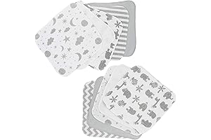 Soft SpaSilk Flannel Washclothes for Baby Boys (Gray, Set of 10)