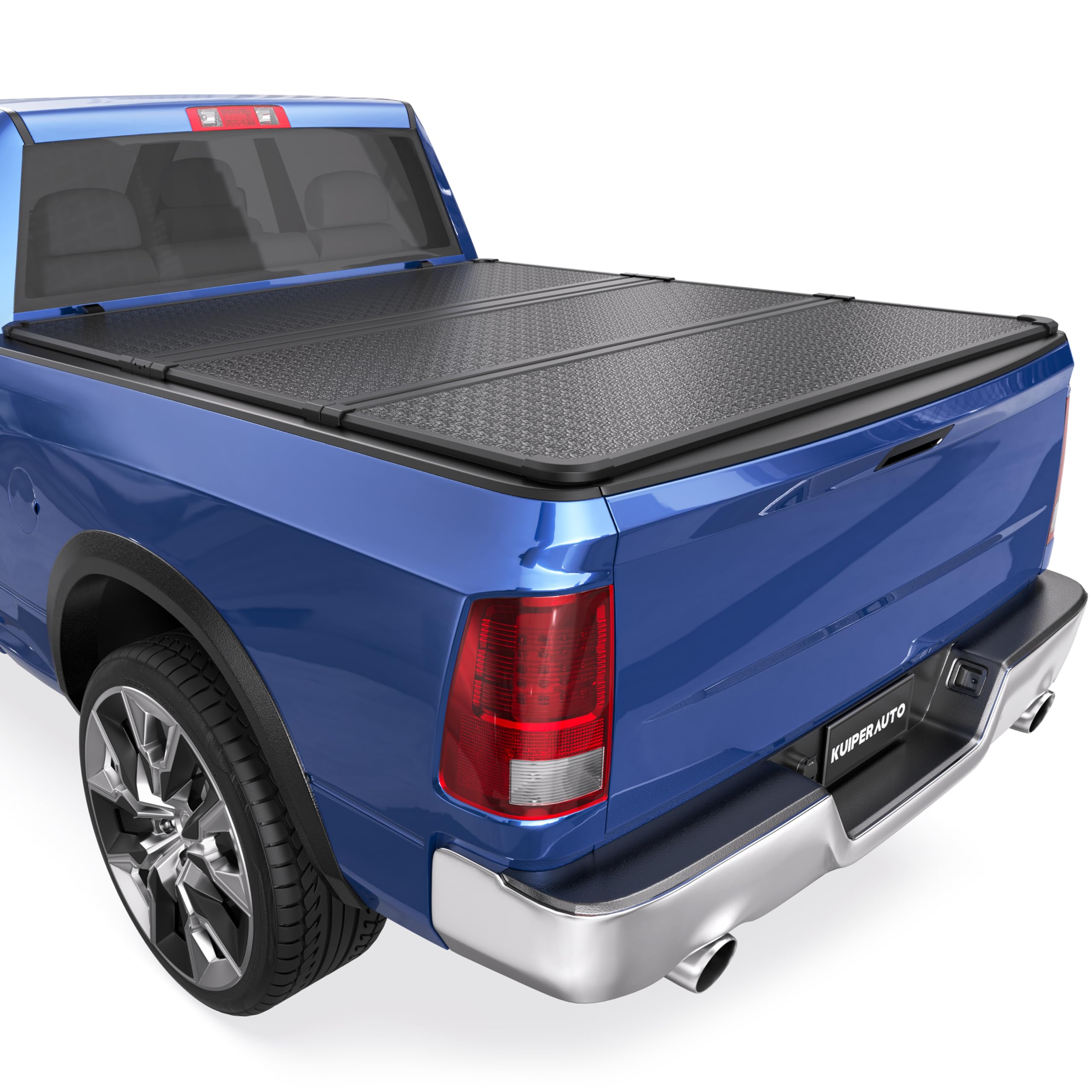KUIPERAUTO Tri-Fold Hard Truck Bed Tonneau Cover Fleetside Compatible with 2005-2011 Dodge Dakota/2006-2009 Mitsubishi Raider Aluminum 5.3 FT Bed On