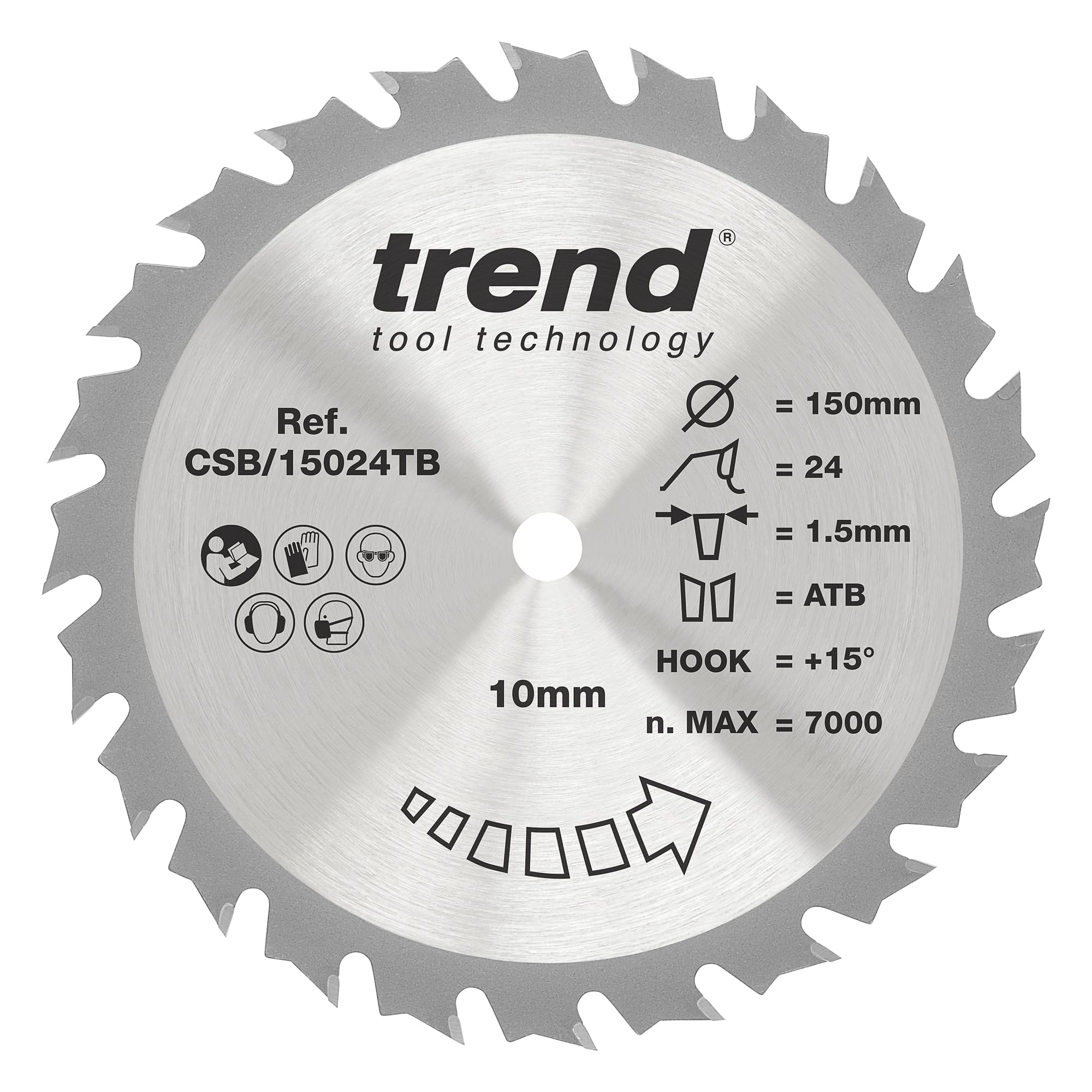 Trend Csb/15024Tb Craft Pro Thin Kerf Tct Blade Ideal For Einhell Te Cs18li Pxc Circular Saws, 150Mm X 24 Teeth X 10Mm Bore, Tungsten Carbide Tipped